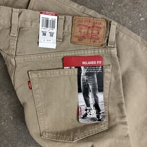 Vintage Levis 550 Jeans Men’s 38x32 Tan Khaki 90s Skater USA Made Deadstock
